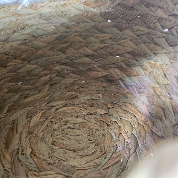 Natural Woven Basket W/ Woven Cloth Lid - Handmade Storage Container - Picture 5 of 9